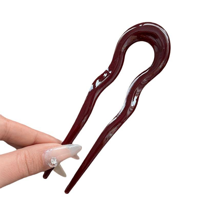 Elegant U-shaped Acrylic Hairpin for Women's Bun - New Chinese Style