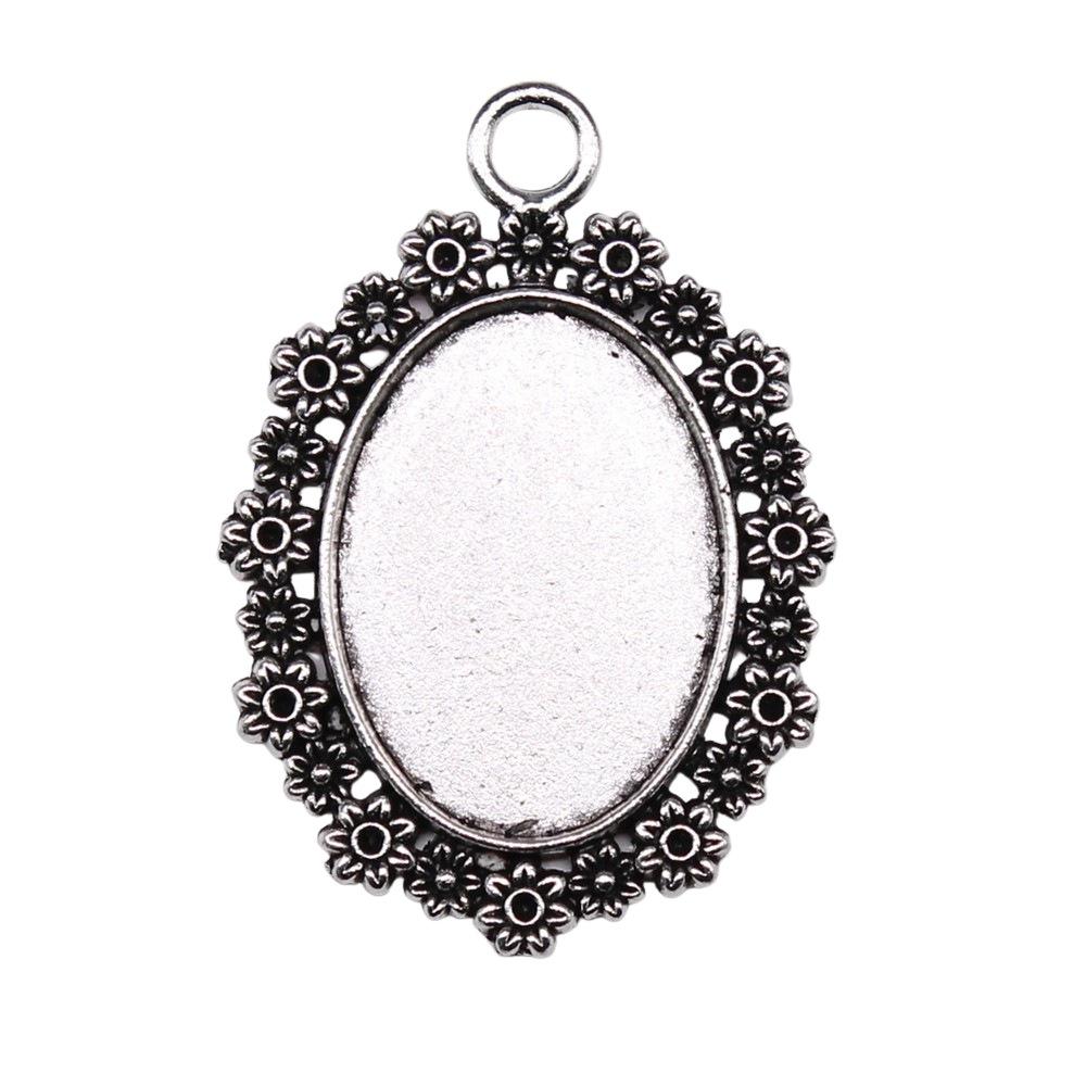 10 Stück 18x25mm Innenmaß Antik Silber Plated 31 Stile Cameo Cabochon Basis Fassungen Anhänger Halskette Zubehör
