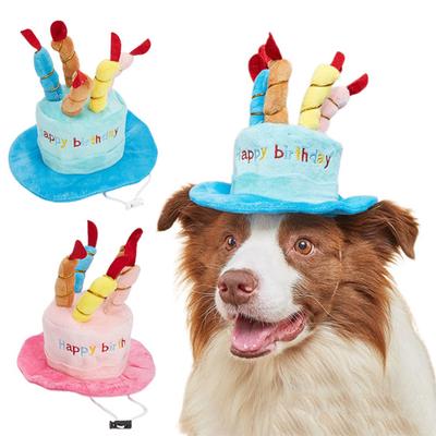 Pet Birthday Hat Cute Birthday Cake Dog Hat Plush Adjustable Birthday Hat for Small Medium Dogs Cats Party Accessory