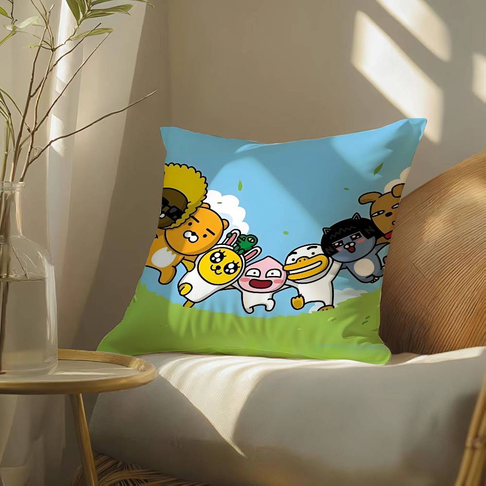 Cartoon Funny Fun Cute KAKAO Pillow Case Silky elegant Comfort Sofa Bed  Invisible zipper Beach pillowcase