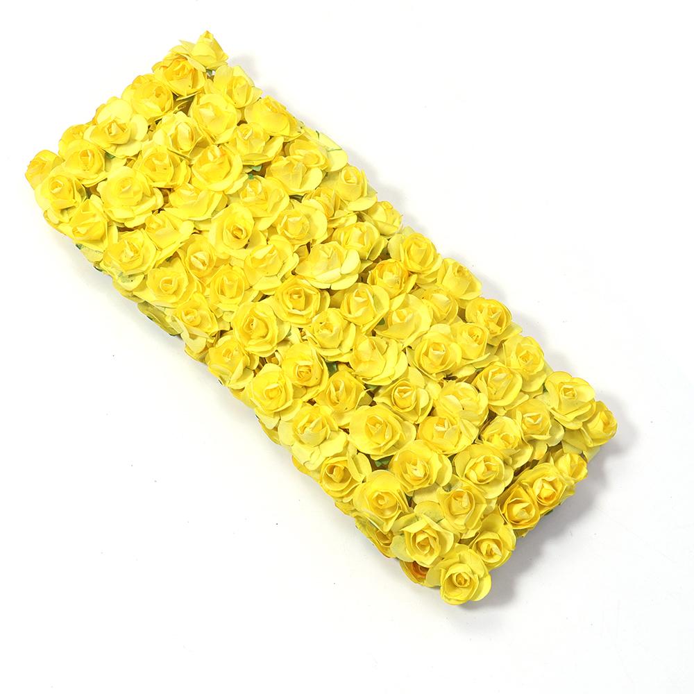 144pcs 2cm Paper Artificial Rose Flower Bouquet Colorful Mini Rose Fake Flowers For DIY Wedding Party Gifts Wreath Decoration