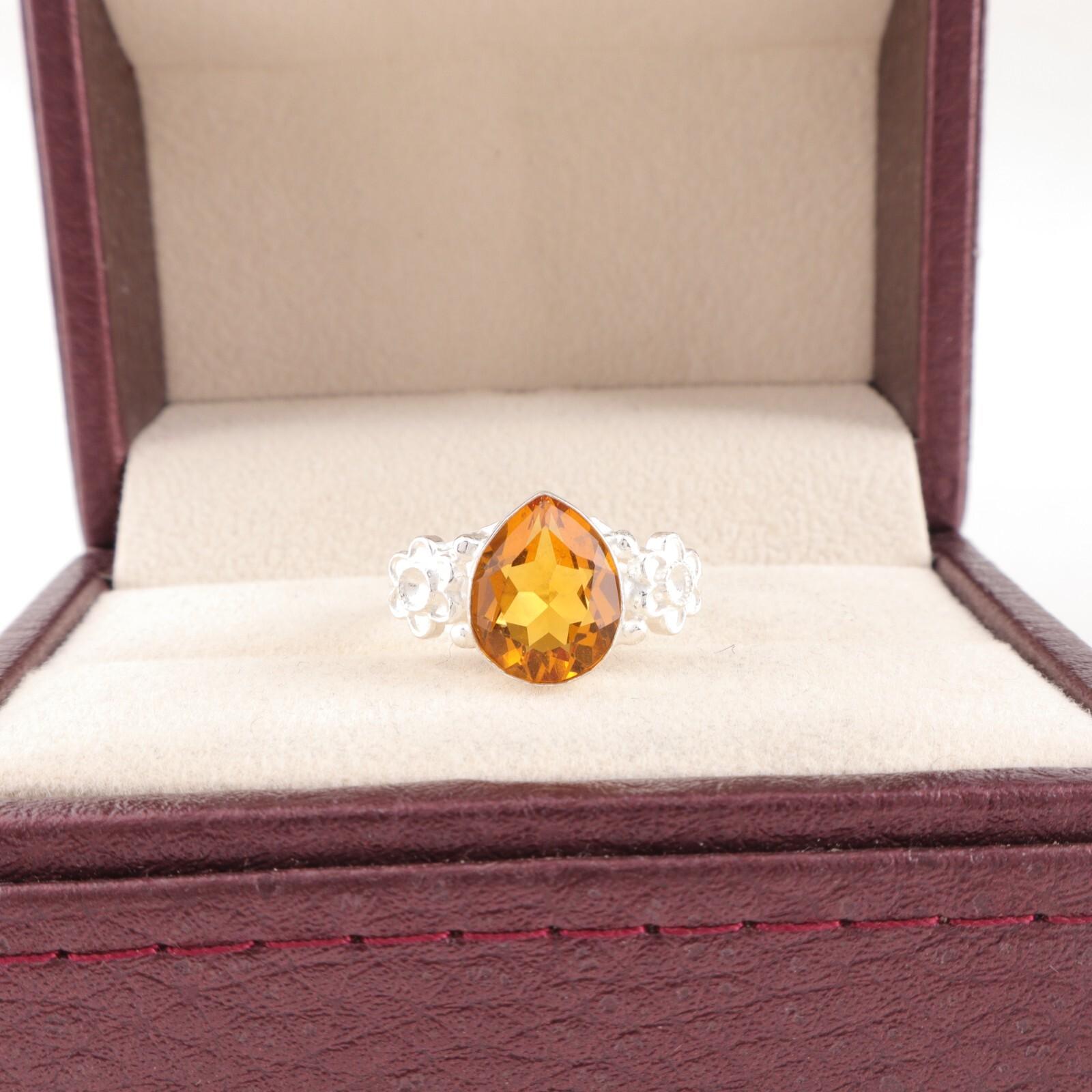 

Цитрин Драгоценный камень 925 Стерлинговое серебро Ювелирные изделия Ручной работы Кольцо для подарка на день рождения RR-59-11 9.25