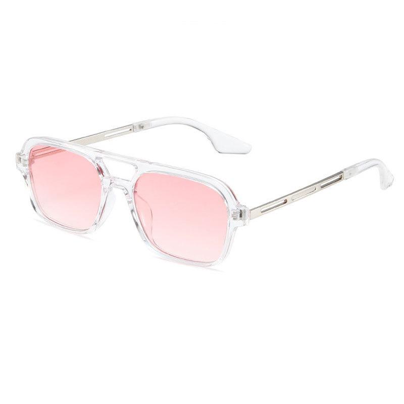 

Retro Double Bridges Sunglasses Women Fashion Pink Gradient Eyewear Trending Hollow Leopard Blue Square Sun Glasses Men Shades only 1pcs-Uv400