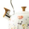 Kettle Whistling Stainless Steel Floral Pattern With Ergonomic Grip Handle Coffee Tea Maker