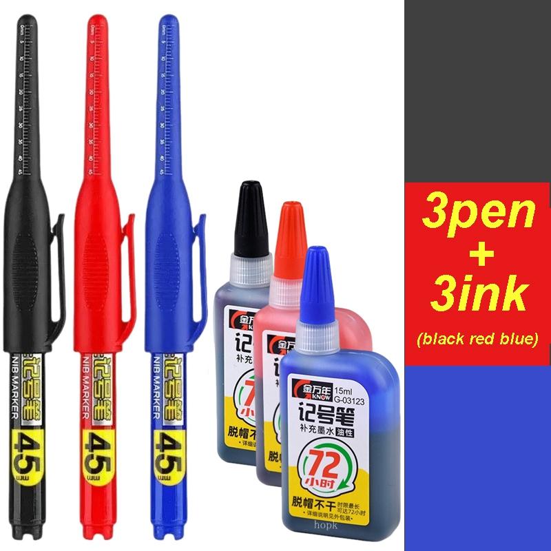 45mm Tip Deep Hole Long Head Nib Markers Set for Metal Pen Waterproof Bathroom Woodworking Decoration Multi-Purpose White Ink