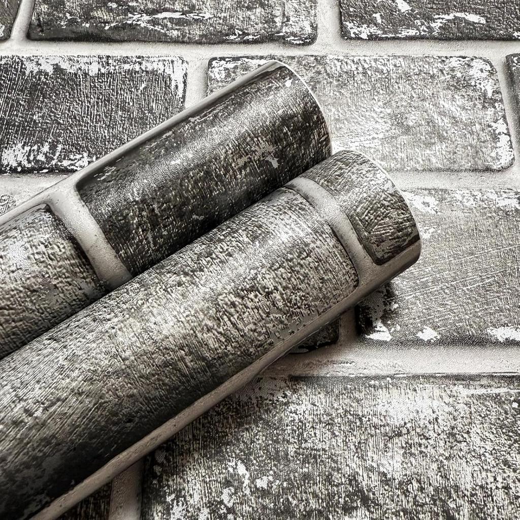 Grey Brick Self Adhesive Wallpaper Removable Vintage Peel and Stick Wallpaper Renter Friendly Brick Textured Contact Paper