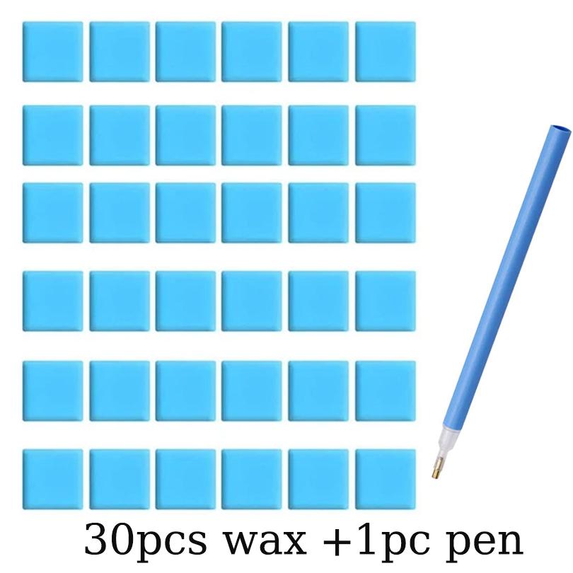 2*2cm Blaue Kreuzstich Punktkleber Zubehör Diamantmalerei Stickerei Kleber Knete Wachs Schlamm Mit Stift DIY Stickwerkzeug-Set