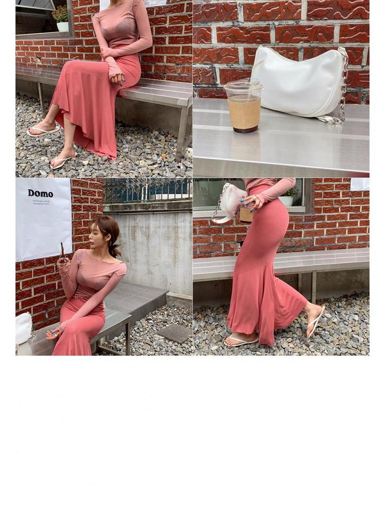 Korean Dongdaemun Women's Summer Drapey Fishtail Skirt – Comfortable & Slimming Long Skirt for a Trendy Look