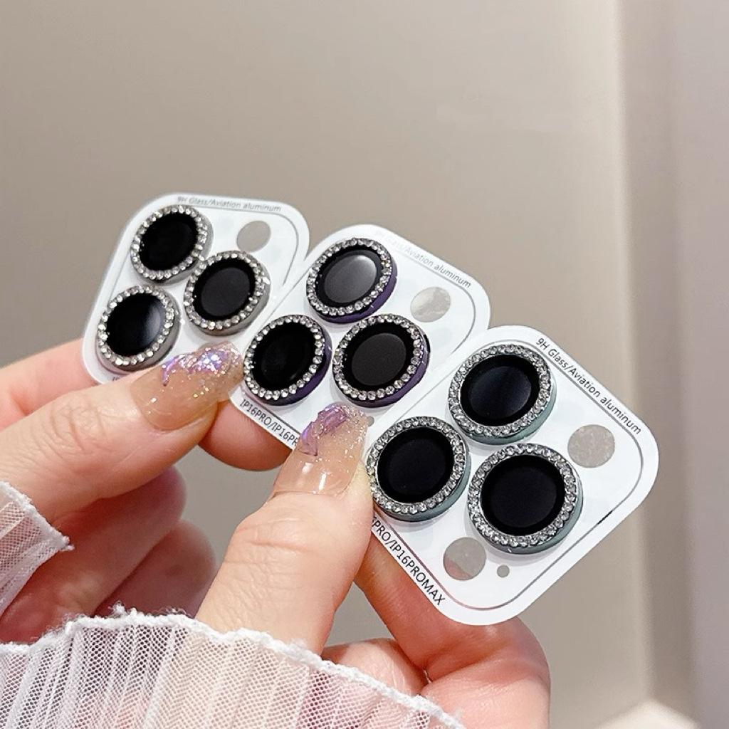 Luxus 2-3 Stück Kameraobjektivschutzhülle für iPhone 16 15 14 Plus 13 11 Pro Max 12 Mini 15plus Mädchen Glitzer Diamant Metall Schutzglasfolie