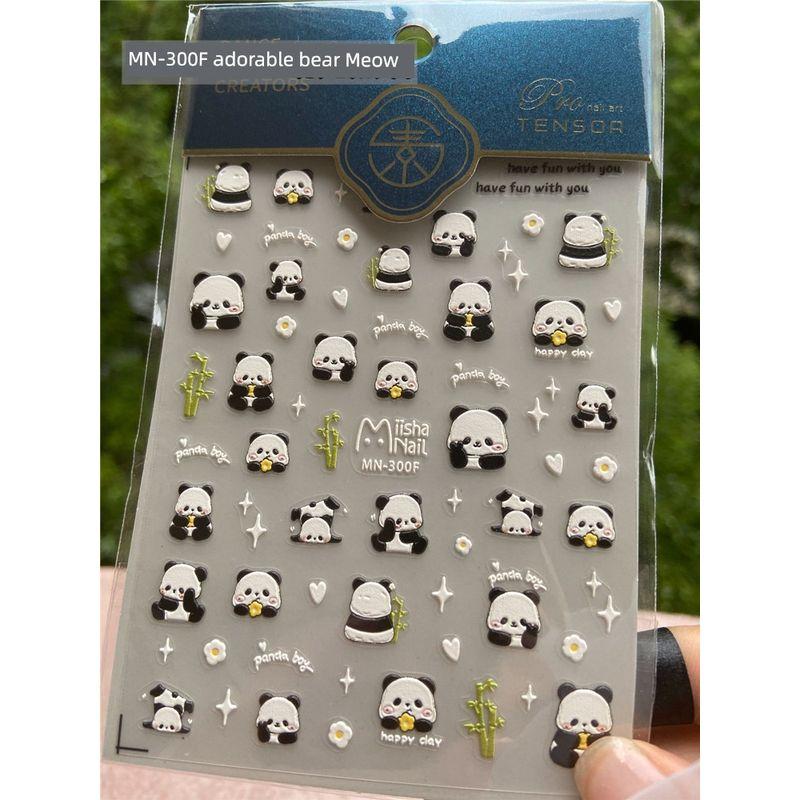 

Trending Cartoon Nail Stickers Adorable Panda Little Flowers Stickers with Adhesive Cute Nail Sticker Decorations MN-300F adorable bear Meow