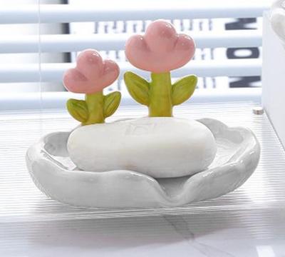 Cute Flower PP Soap Box Creative Household Soap Drain Washing Holder Tray Bathroom Household Accessories