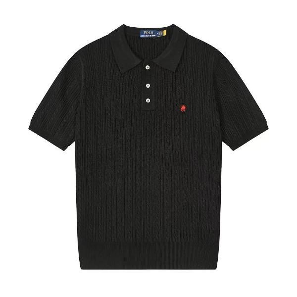STORN Sommer 100% Baumwolle T-Shirt Lässig Einfarbige Gestrickte Pullover Kurzärmelig Passform POLO Kragen T-Shirts Ziehen Einfarbige Oberteile