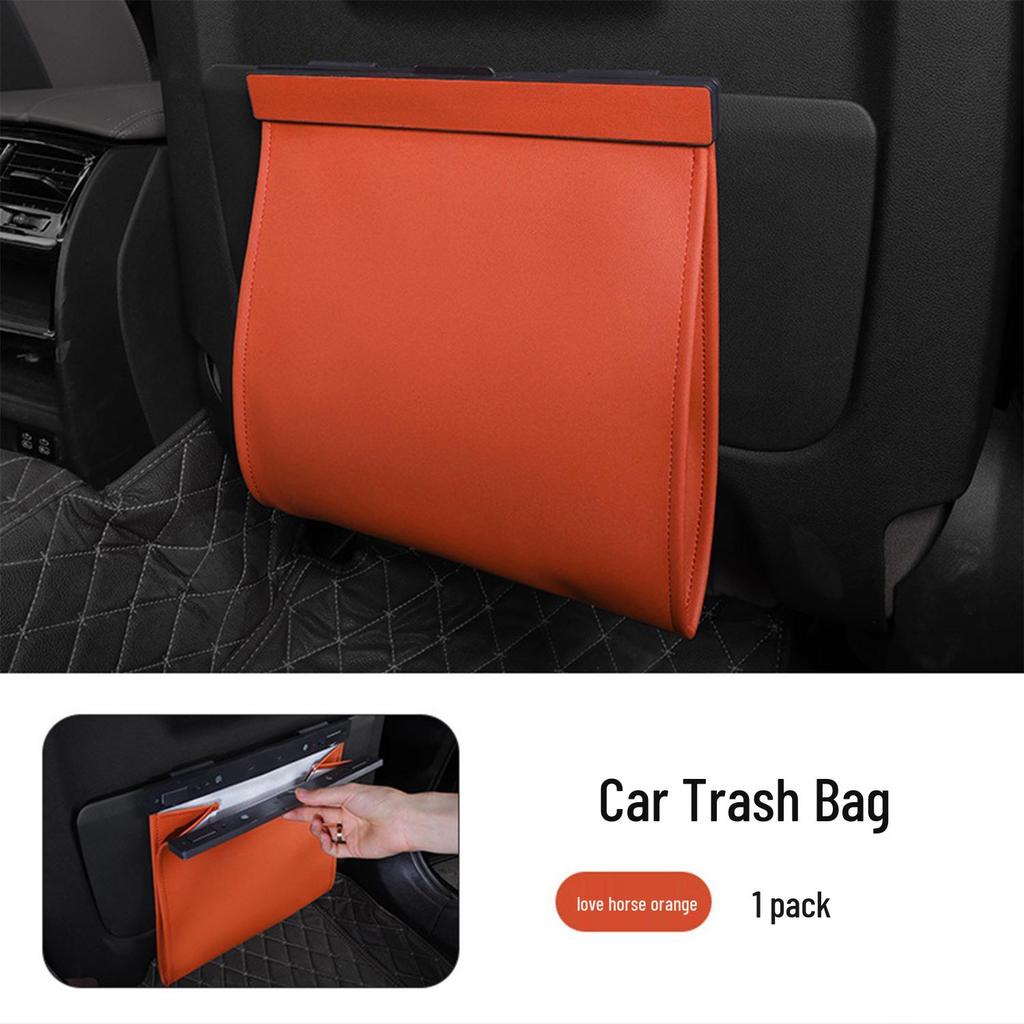 Magnetic Leather Car Trash Bag for Seat Back