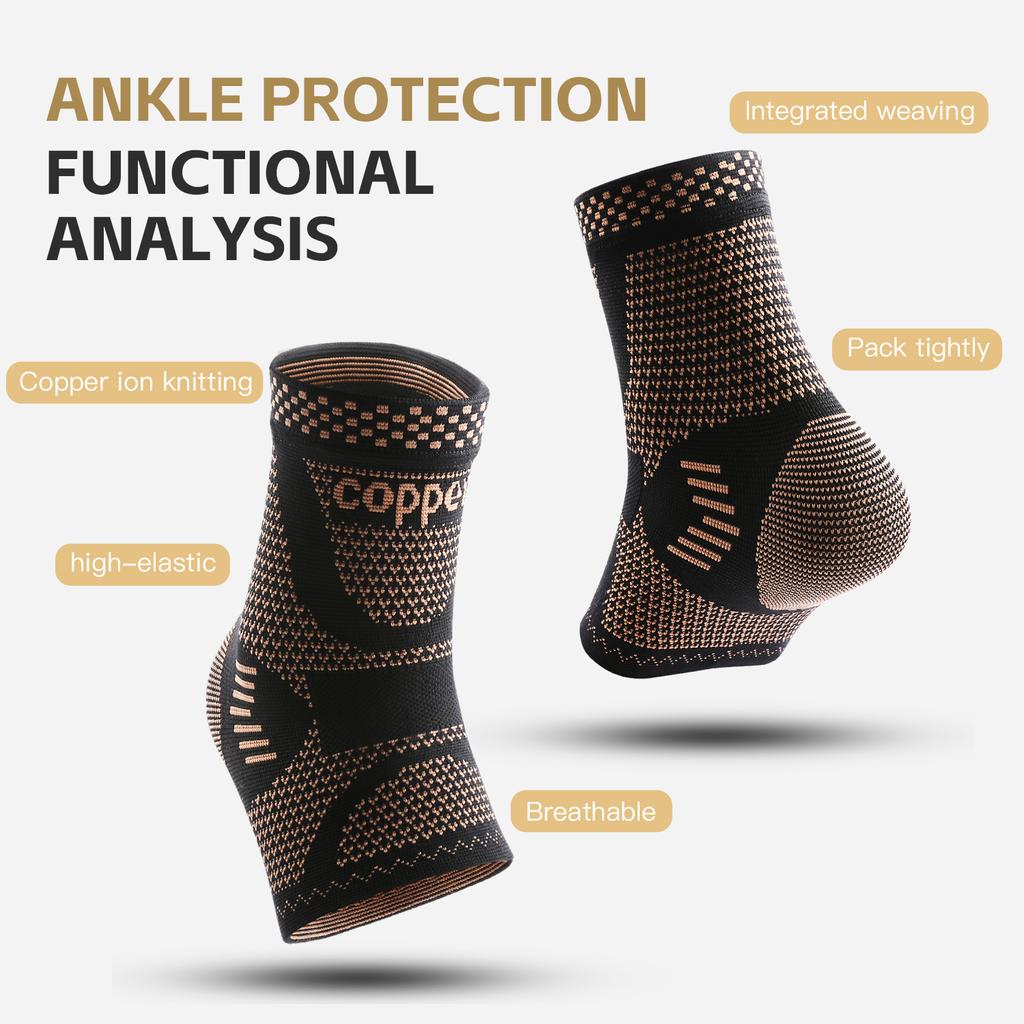 1Pcs Copper Ankle Brace,Infused Ankle Support Compression Sleeve for Men Women,for Foot Pain,Sprained Ankle,Recovery,sports