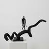 Abstract Human Figure Sculpture Matte Black Modern