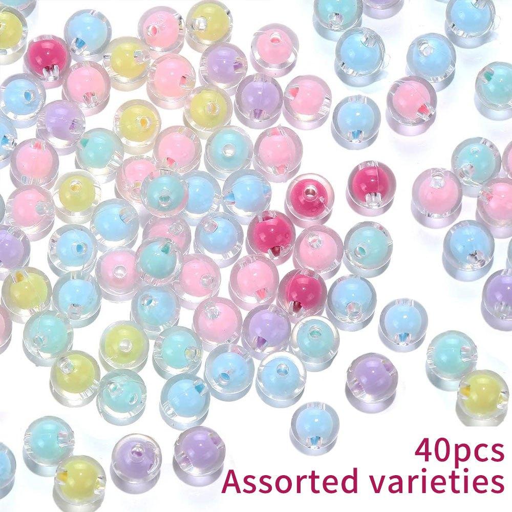 20/40Pcs Acrylic Beads Shiny Candy Color Beads Round Shape Loose Beads for Jewelry Making Bracelets Necklaces Earring DIY Crafts