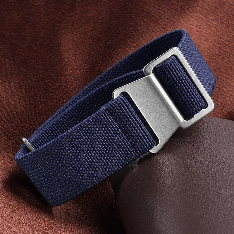 

18/20/22mm Nylon Braided Watch Band Elastic Nylon Strap French Troops Parachute Bag Universal Wristbelt Men Women Sport Bracelet 18mm синій