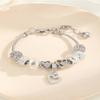 Verstellbares Herz Perlenarmband mit Kristall Diamant Kugel Legierung Kleber Strasssteine Anhänger DIY Bastelschmuck