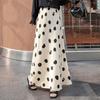 Women's High-Waist Polka Dot Slit Long Skirt