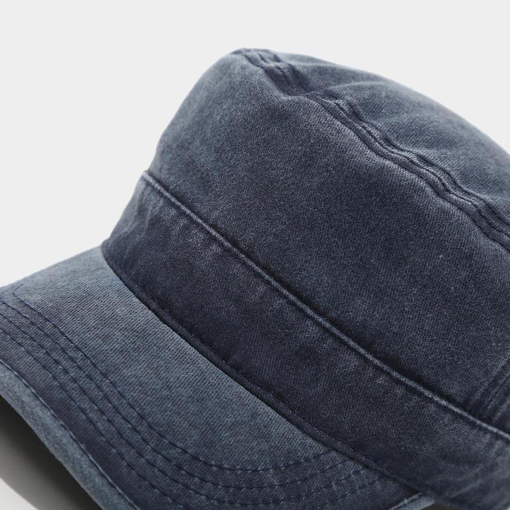 Chapeau Militaire Plat Rétro Décoloré Unisexe - Protection Solaire pour Personnes Âgées