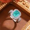 Ring Jewelry Temperament Princess Square Tourmaline Women'S Open Ring Emerald Imitation Copper