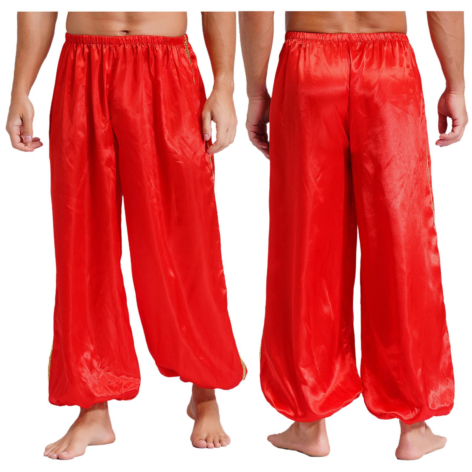 

Хэллоуин Арабский принц Ролевая игра Сказки Косплей Костюм для танца живота Золотая отделка Шаровары Свободные штаны Бал-маскарад S бордовый