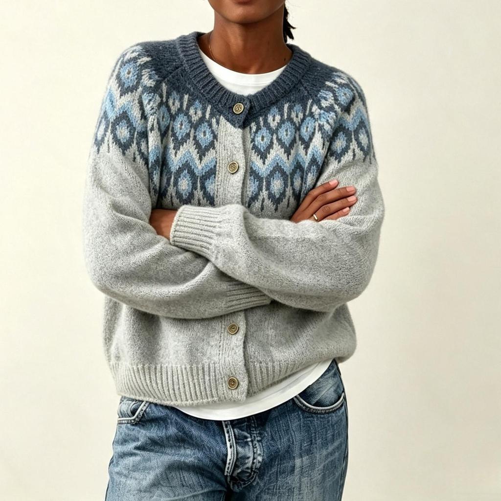 Women's Retro Knitted Cardigan Sweater Coat with Buttons Loose Fit for Fall Winter