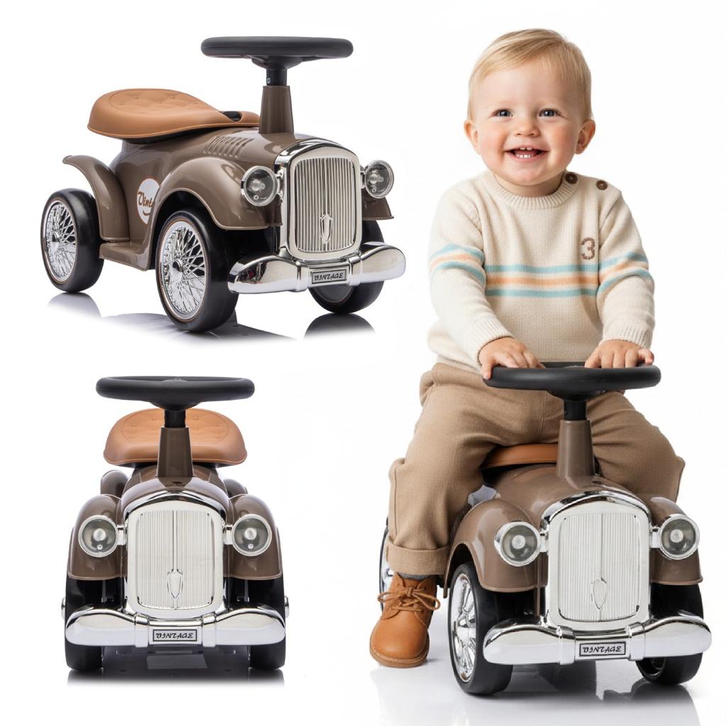 Retro Racing Toddler Ride-on Walker Pusher Brown
