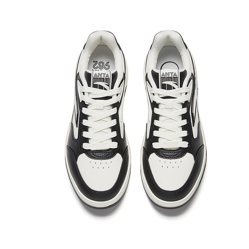 Anta 982 Comfortable Casual Shock Absorption Durable Low-Top Skate Shoes Women sneaker Basic-Black Ivory-White 122548066-2