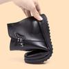 Leather Boots New Middle-aged and Elderly Flat-bottomed Short Boots Female Mothers Warm Cotton Shoes Soft-soled Non-slip
