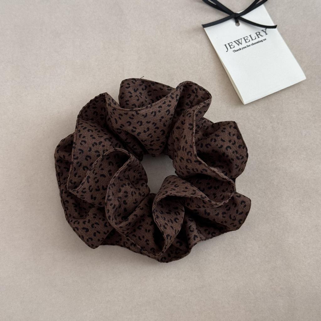 High-end Leopard Print Large Intestine Hair Tie, Retro Large Ponytail Hair Tie, Hair Accessory Ring