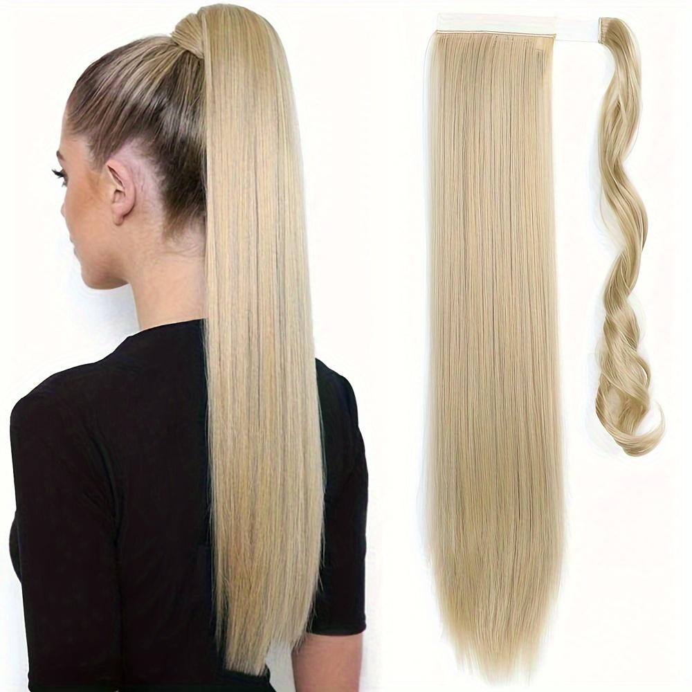 22 Inch Long Straight Ponytail Extensions Synthetic Fiber Hair Extensions Wrap Around Straight Ponytail Extensions For Women Hair Accessories