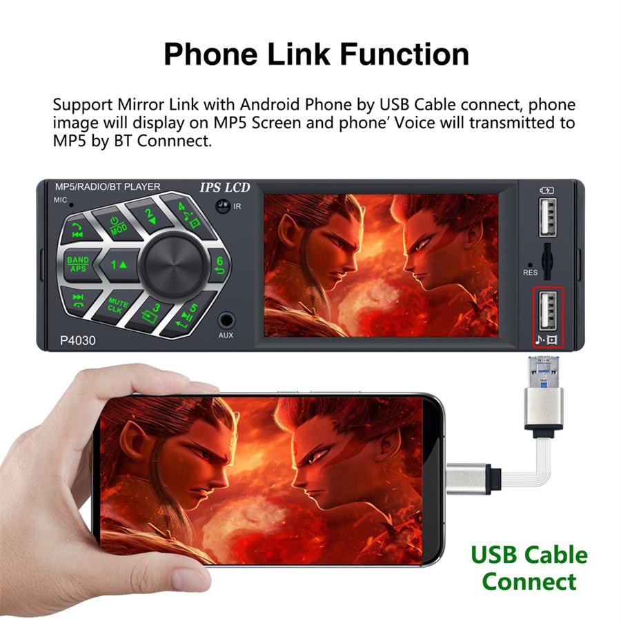 Car 3.8" IPS screen Bluetooth RMVB/MP5/Radio/Bluetooth Player FM Radio Support  Micophone