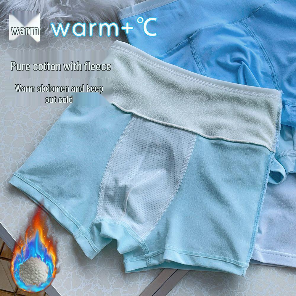 Winter Velvet Boys' High Waist Anti-Slip Boxer Briefs with Belly Protection