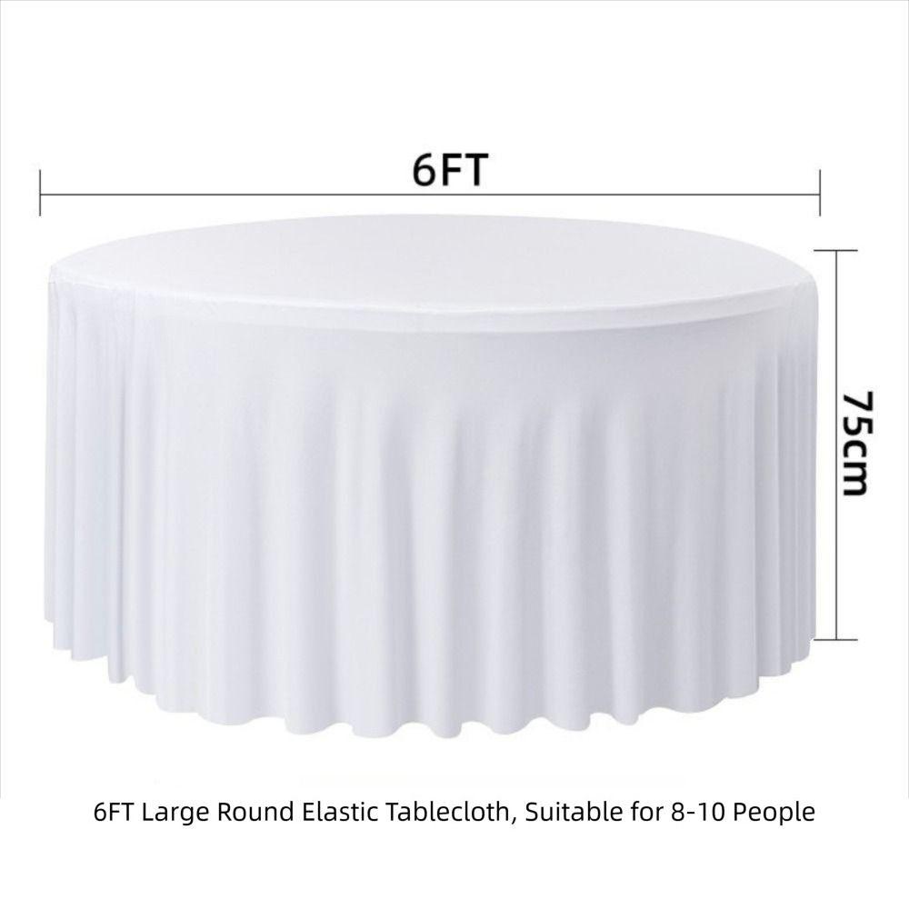 Washable Round Tablecloth Stretch Fitted Stain Resistant Stretch Tablecloth Elastic Ruffle Pleated Skirt Table Cover