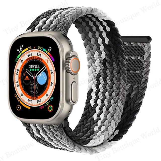 Braided Solo Loop For Apple watch Bands 40mm 44mm 49mm 45mm 41mm 38mm 42mm Elastic bracelet iWatch series 9 8 7 se Ultra 2 Strap