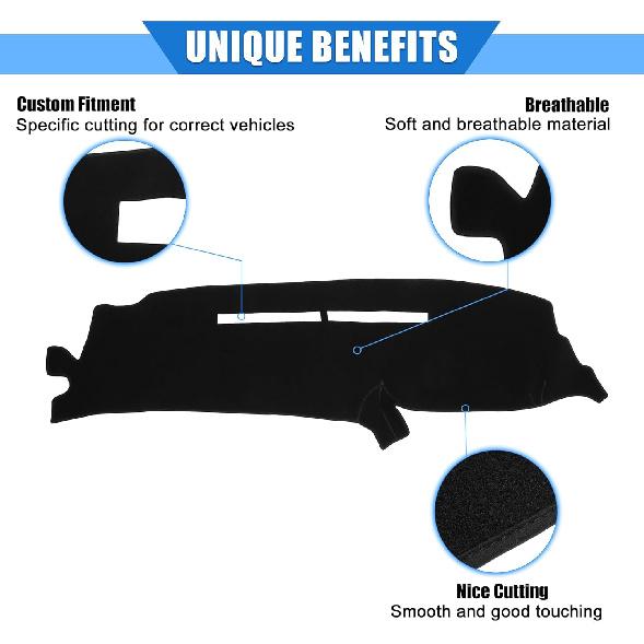 Car Dashboard Cover Compatible for Chevrolet Tahoe 1997-1999, Protective Polyester Black Center Console Interior Trim Dash Cover Mat Pad