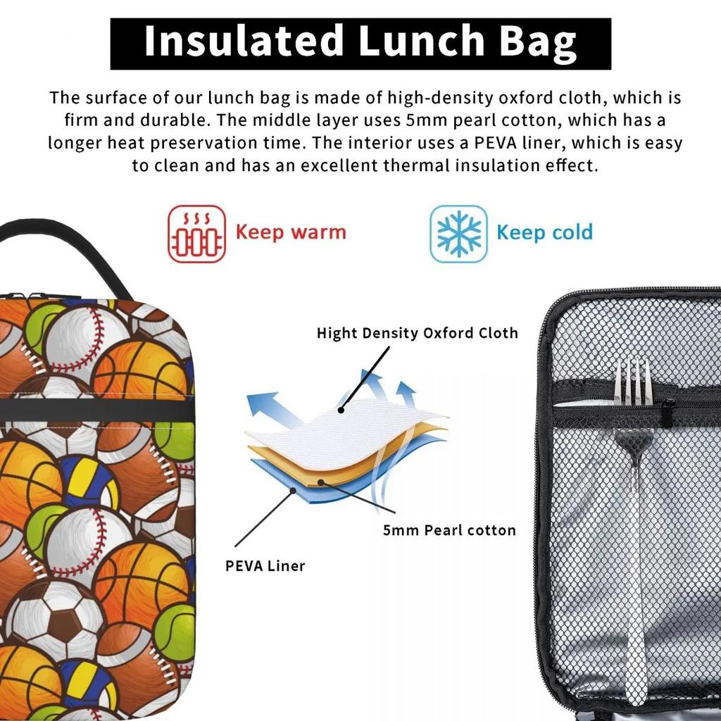 Sport Baseketball Merch Isolierte Lunchtasche für Schule Baseballball Lebensmittelbehälter Tragbare Kühltasche Thermische Lunchboxen