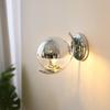 Kinkiet LED do wnętrz, Kinkiet ścienny kulisty Chromowany kinkiet Ścienny Lampa ścienna szklana Nowoczesna Oprawa oświetleniowa do zagłówka w stylu Mid-Century Kinkiety E27 dla