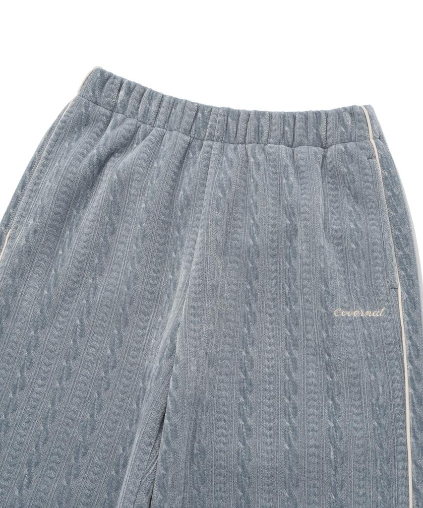 COVERNAT WOMAN Cable Fleece-Lined Elastic Waist Pants Ash Blue