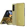 Luxury Side Window Smart Dormancy Case for Samsung Galaxy Z Fold 7 6 5 4 3 Plating Mirror PU Leather Stand Cover for Z Fold 7
