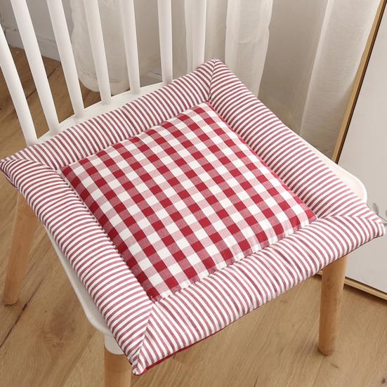 Cotton Linen Seat Pad Square Plaid Chair with Ties, Breathable Cushion, Buffalo for Hard Chairs Check Dining Cushion Home Office Chair, 16 X Inch Soft