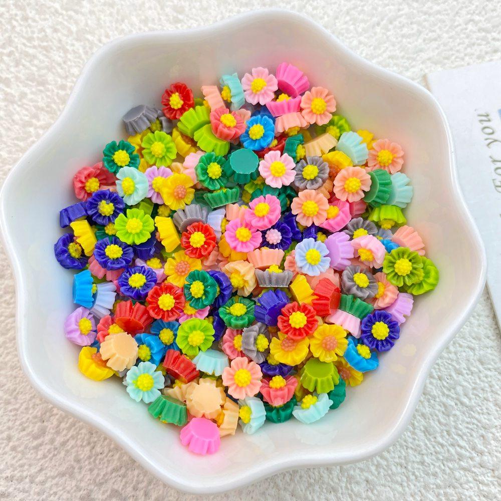 100Pcs New Cute Resin Mini Flower Series Flat Back Manicure Parts Embellishments For Hair Bows Accessories