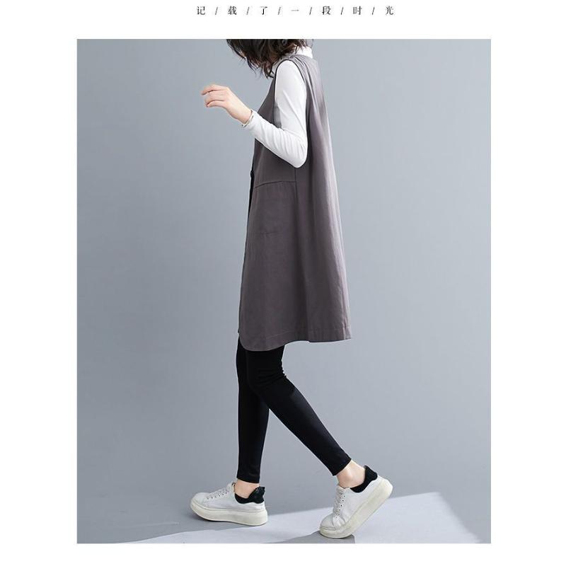 Top Vestă Fără Mâneci Casual Versatilă Culoare Solidă Modă Buzunar cu Nasturi Cusută Decolteu în V Stil Nou pentru Femei