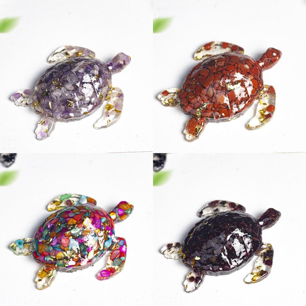 Natural Water Crystal Turtle Sculpture Resin Craft Tabletop Lucky Charm For Home And Office Use