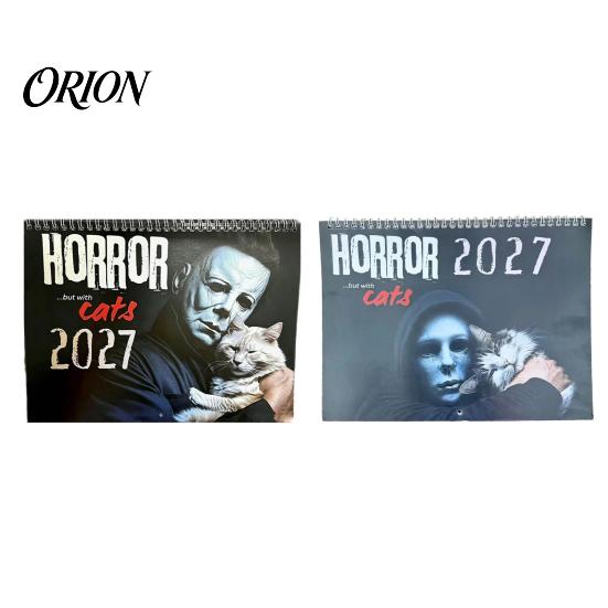 Gothic Home Decor 2027 Horror Movie And Cats Wall Calendar, Halloween Large Scary Creepy Annual Ritual Gift Characters 12 Monthly Spooky Cat