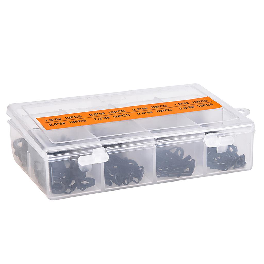 80Pcs Box 8 Sizes Telescopic Fishing Rod Guide Tip Repair Kit Rod DIY Eye Rings Fishing Rod Guide Fishing Tackle