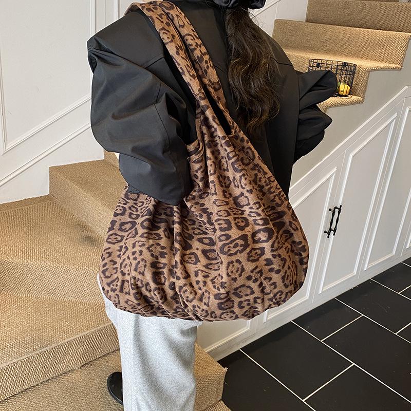 Korean Retro Leopard Print Women's Shoulder Tote Bag