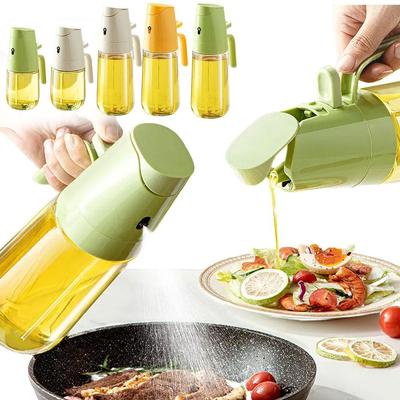Ölspender Glas Ölsprüher zum Kochen 2 in 1 Spenderflasche 300/500ml Tropffreie Düse Küchenwerkzeug für Öl Essig M7E8