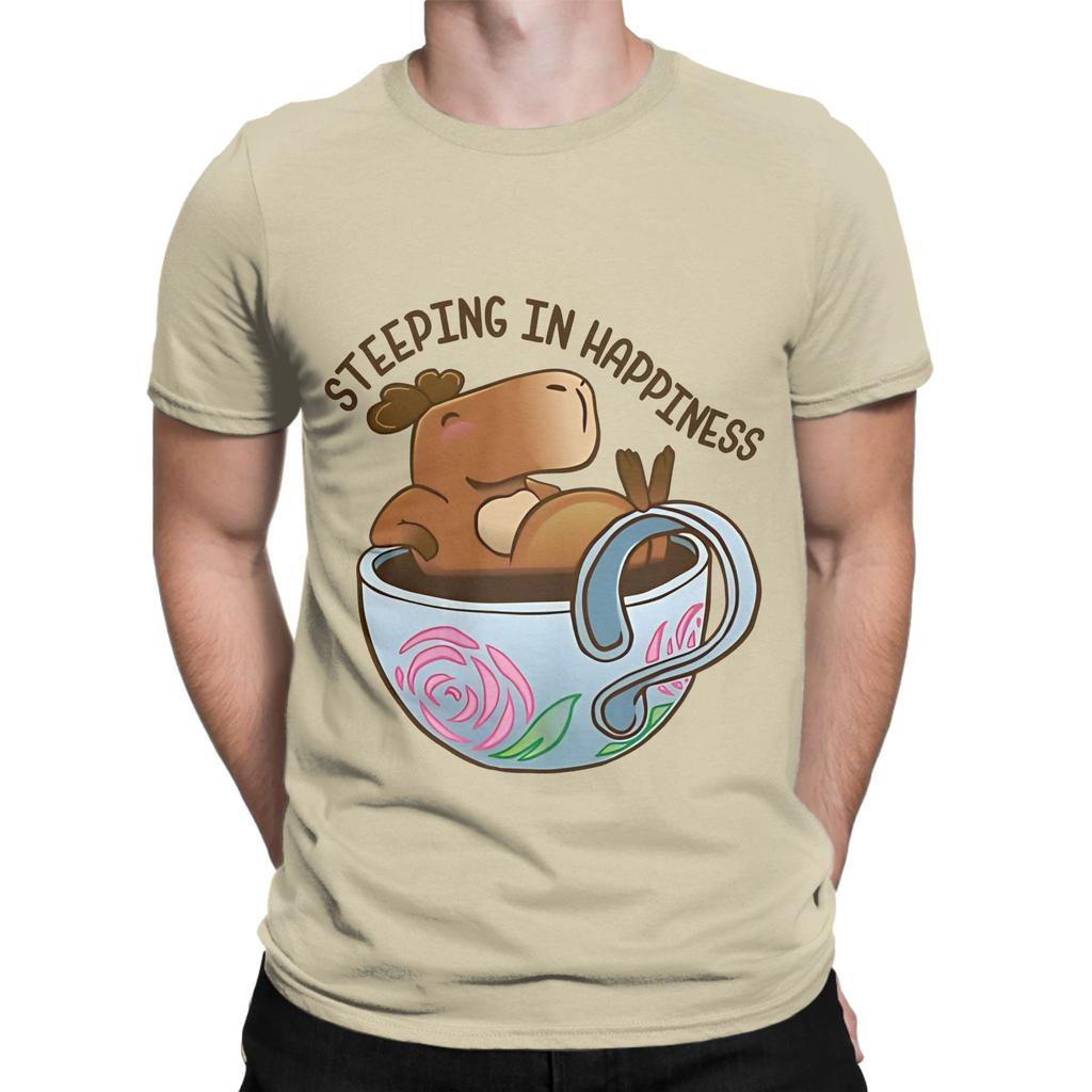 Capybara In A Cup Steeping In Happiness Funny Graphic 100 Cotton TShirt Capybara Tees Tops For Unisex